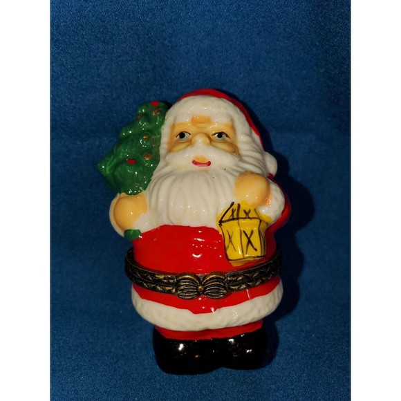 Santa Trinket Box Porcelain Hinged - Picture 5 of 7